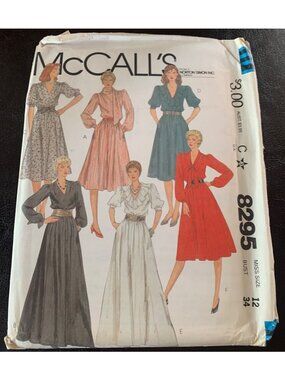 McCall's Misses Dress Sewing Pattern Size 12 8295 - Uncut